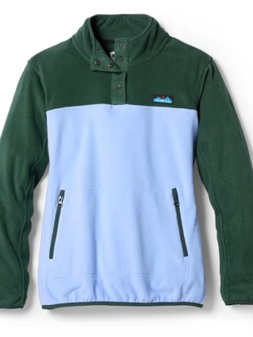 Kavu Men’s Dark Green & Light Blue Snap Pullover Fleece